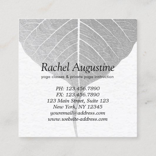 Yoga Meditatie Instructeur Lotus Pose Brush Stroke Vierkante Visitekaartje (Achterkant)