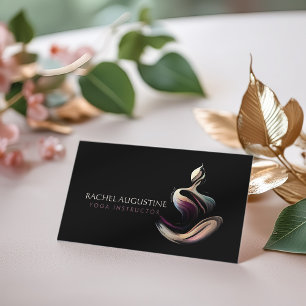 Yoga Meditatie Instructeur Lotus Pose Brush Stroke Visitekaartje