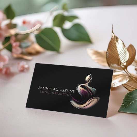 Yoga Meditatie Instructeur Lotus Pose Brush Stroke Visitekaartje
