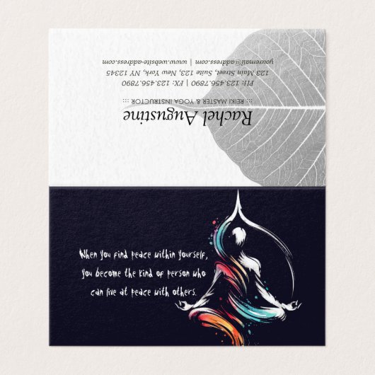 Yoga Meditatie Instructeur Lotus Pose Brush Stroke Visitekaartje (Buitenkant ongevouwen)