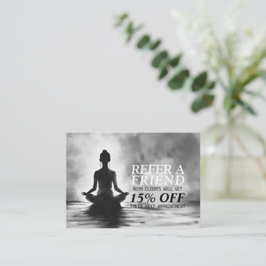 Yoga Meditatie Instructeur Lotus Pose Inkt Schilde Aanbevelingskaartje (Staand voorkant)