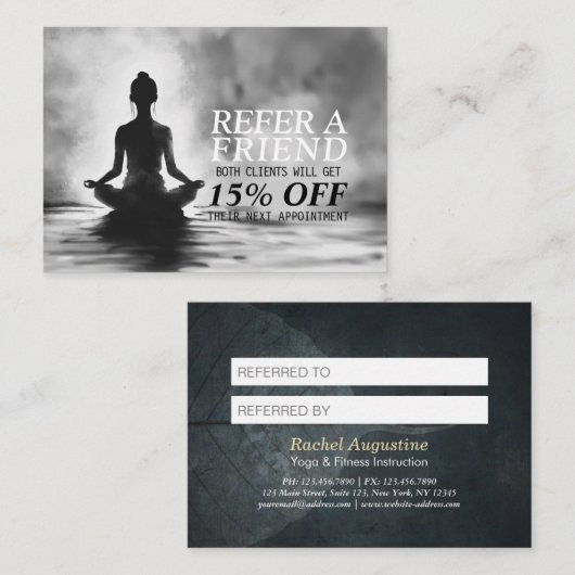 Yoga Meditatie Instructeur Lotus Pose Inkt Schilde Aanbevelingskaartje (Voorkant / Achterkant)