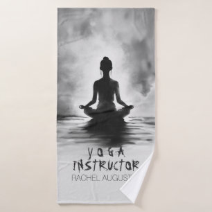 Yoga Meditatie Instructeur Lotus Pose Inkt Schilde Bad Handdoek