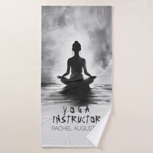 Yoga Meditatie Instructeur Lotus Pose Inkt Schilde Bad Handdoek (Badhanddoek)