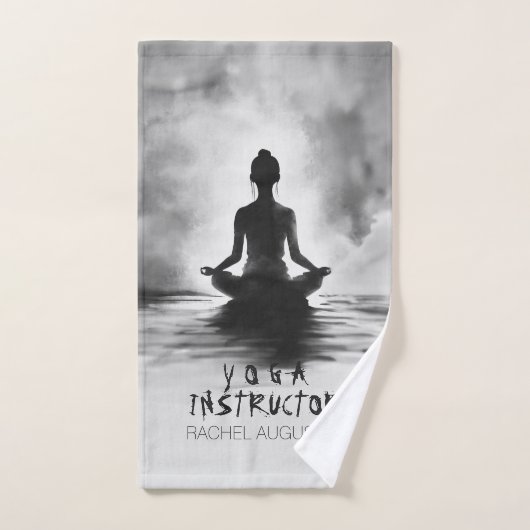 Yoga Meditatie Instructeur Lotus Pose Inkt Schilde Bad Handdoek (Handdoek)