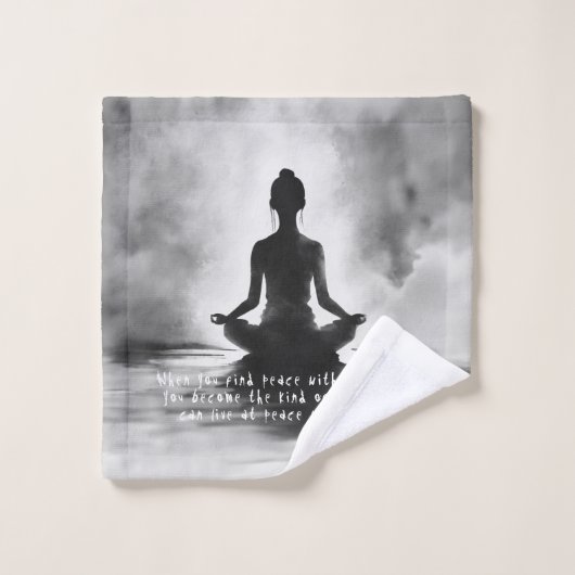 Yoga Meditatie Instructeur Lotus Pose Inkt Schilde Bad Handdoek (Wasdoekje)