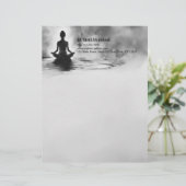 Yoga Meditatie Instructeur Lotus Pose Inkt Schilde Briefhoofd (Staand voorkant)