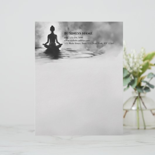 Yoga Meditatie Instructeur Lotus Pose Inkt Schilde Briefhoofd (Staand voorkant)