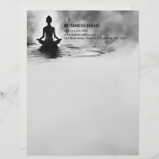 Yoga Meditatie Instructeur Lotus Pose Inkt Schilde Briefhoofd (Voorkant / Achterkant)