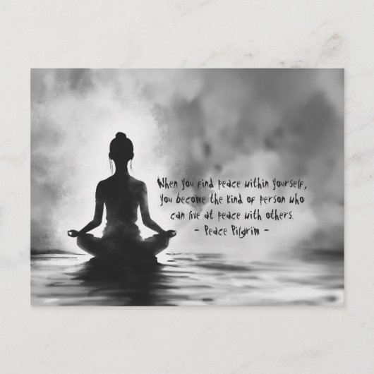 Yoga Meditatie Instructeur Lotus Pose Inkt Schilde Briefkaart (Voorkant)