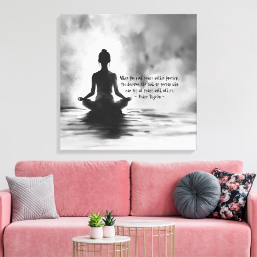 Yoga Meditatie Instructeur Lotus Pose Inkt Schilde Canvas Afdruk (Insitu (Woonkamer))