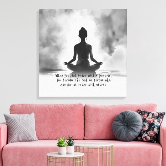 Yoga Meditatie Instructeur Lotus Pose Inkt Schilde Canvas Afdruk (Insitu (Woonkamer))