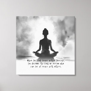 Yoga Meditatie Instructeur Lotus Pose Inkt Schilde Canvas Afdruk