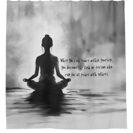 Yoga Meditatie Instructeur Lotus Pose Inkt Schilde Douchegordijn (Voorkant)