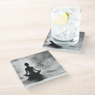 Yoga Meditatie Instructeur Lotus Pose Inkt Schilde Glazen Onderzetter