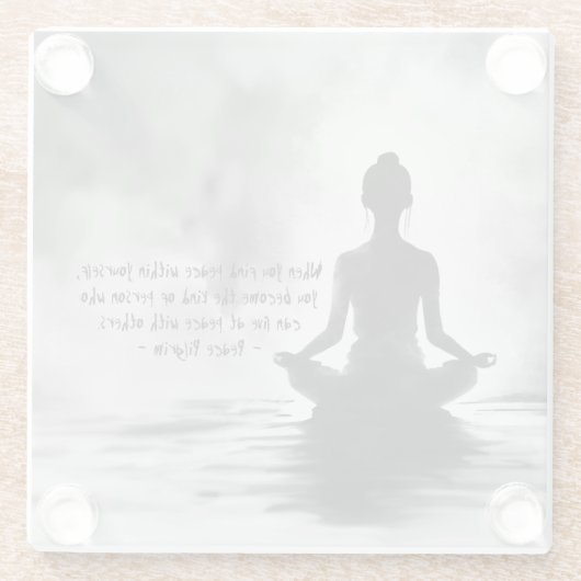 Yoga Meditatie Instructeur Lotus Pose Inkt Schilde Glazen Onderzetter (Achterkant)