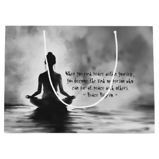 Yoga Meditatie Instructeur Lotus Pose Inkt Schilde Groot Cadeauzakje (Voorkant)