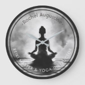 Yoga Meditatie Instructeur Lotus Pose Inkt Schilde Grote Klok (Voorkant)