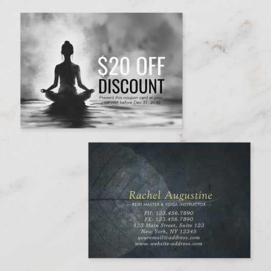 Yoga Meditatie Instructeur Lotus Pose Inkt Schilde Kortingskaartje (Voorkant / Achterkant)