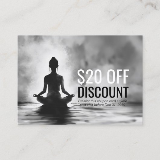 Yoga Meditatie Instructeur Lotus Pose Inkt Schilde Kortingskaartje (Voorkant)