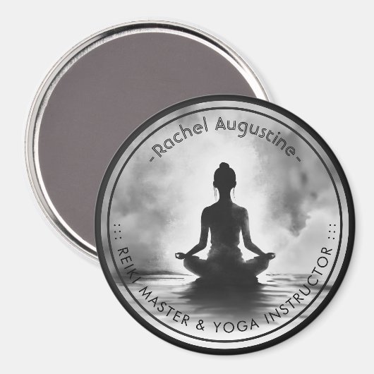 Yoga Meditatie Instructeur Lotus Pose Inkt Schilde Magneet (Voorkant / Achterkant)