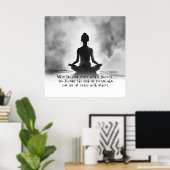 Yoga Meditatie Instructeur Lotus Pose Inkt Schilde Poster (Thuiskantoor)