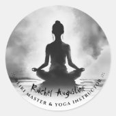 Yoga Meditatie Instructeur Lotus Pose Inkt Schilde Ronde Sticker (Voorkant)