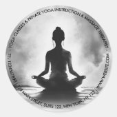 Yoga Meditatie Instructeur Lotus Pose Inkt Schilde Ronde Sticker (Voorkant)