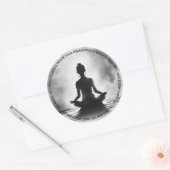 Yoga Meditatie Instructeur Lotus Pose Inkt Schilde Ronde Sticker (Envelop)