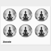 Yoga Meditatie Instructeur Lotus Pose Inkt Schilde Ronde Sticker (Vel)