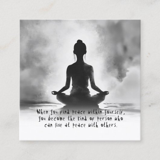 Yoga Meditatie Instructeur Lotus Pose Inkt Schilde Vierkante Visitekaartje (Voorkant)