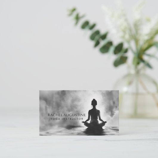 Yoga Meditatie Instructeur Lotus Pose Inkt Schilde Visitekaartje (Staand voorkant)