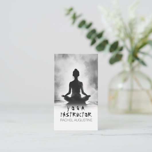 Yoga Meditatie Instructeur Lotus Pose Inkt Schilde Visitekaartje (Staand voorkant)