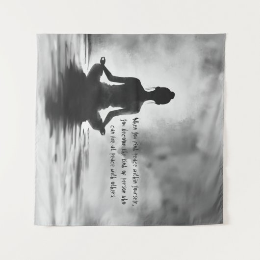 Yoga Meditatie Instructeur Lotus Pose Inkt Schilde Wandkleed (Voorkant (horizontaal))