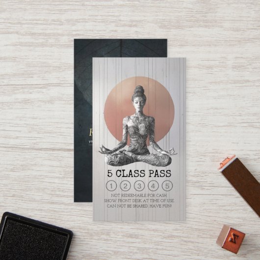 Yoga Meditatie Instructeur Reiki Master Class Pass Klantenkaartje (Voorkant / Achterkant in situ)