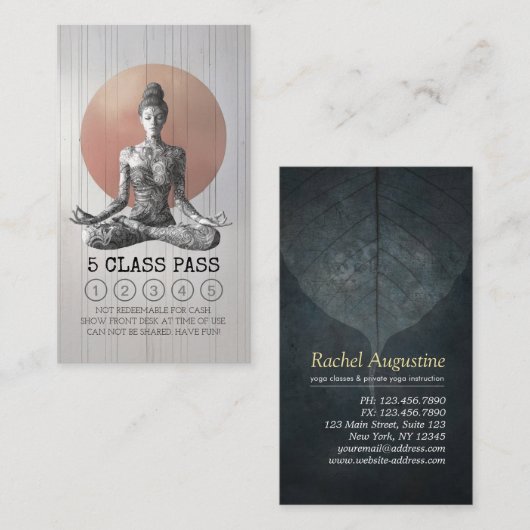 Yoga Meditatie Instructeur Reiki Master Class Pass Klantenkaartje (Voorkant / Achterkant)
