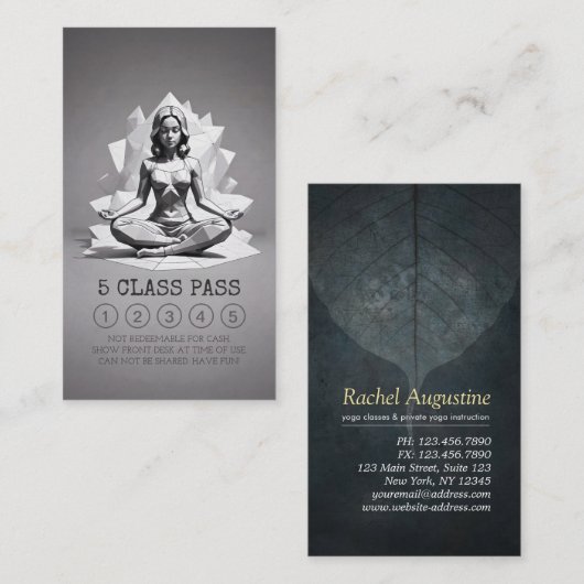 Yoga Meditatie Instructeur Reiki Master Class Pass Klantenkaartje (Voorkant / Achterkant)