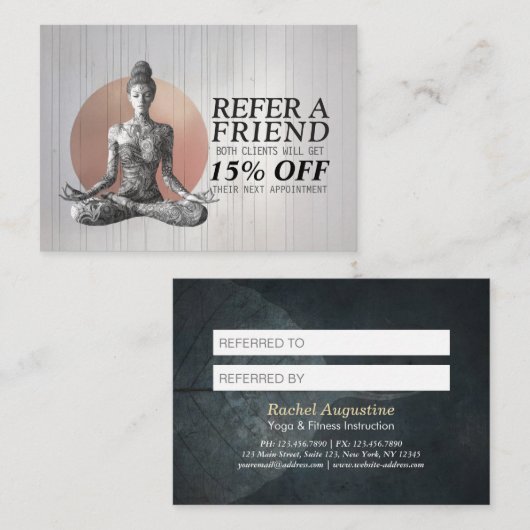 Yoga Meditatie Instructeur Reiki Master Lotus Pose Aanbevelingskaartje (Voorkant / Achterkant)