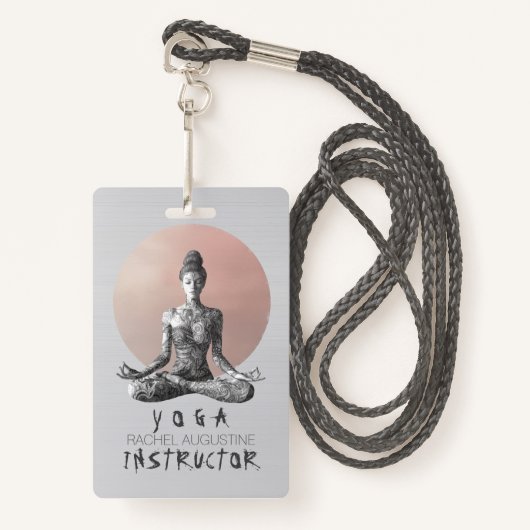 Yoga Meditatie Instructeur Reiki Master Lotus Pose Badge (Voorkant met draagriem)