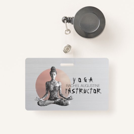 Yoga Meditatie Instructeur Reiki Master Lotus Pose Badge (Voorkant met intrekbare)
