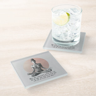 Yoga Meditatie Instructeur Reiki Master Lotus Pose Glazen Onderzetter