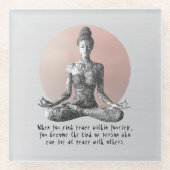 Yoga Meditatie Instructeur Reiki Master Lotus Pose Glazen Onderzetter (Voorkant)