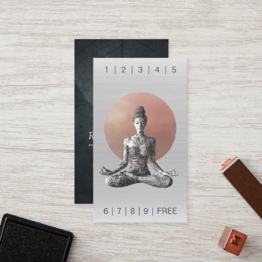 Yoga Meditatie Instructeur Reiki Master Lotus Pose Klantenkaartje (Voorkant / Achterkant in situ)