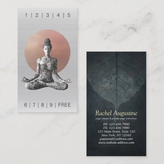 Yoga Meditatie Instructeur Reiki Master Lotus Pose Klantenkaartje (Voorkant / Achterkant)