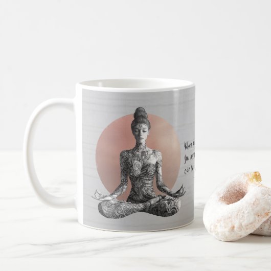 Yoga Meditatie Instructeur Reiki Master Lotus Pose Koffiemok (Met donut)