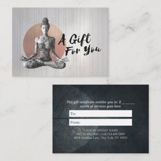 Yoga Meditatie Instructeur Reiki Master Lotus Pose Kortingskaartje (Voorkant / Achterkant)