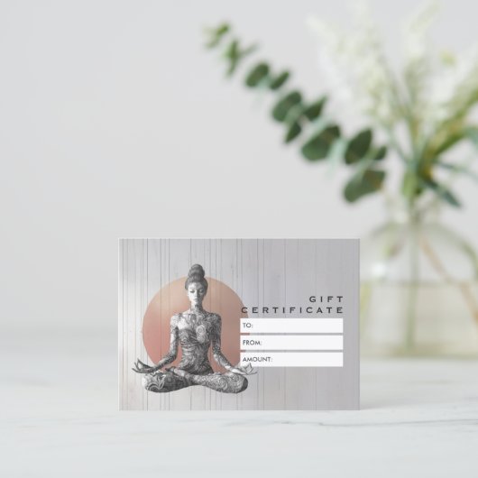 Yoga Meditatie Instructeur Reiki Master Lotus Pose Kortingskaartje (Staand voorkant)