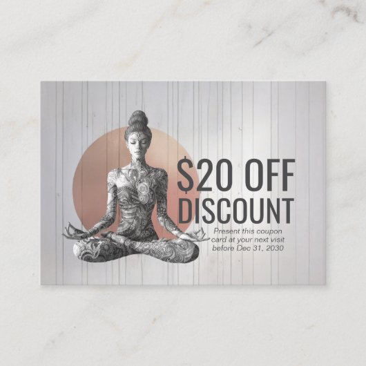 Yoga Meditatie Instructeur Reiki Master Lotus Pose Kortingskaartje (Voorkant)