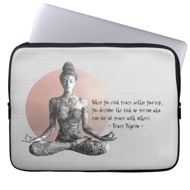 Yoga Meditatie Instructeur Reiki Master Lotus Pose Laptop Sleeve (Voorkant)