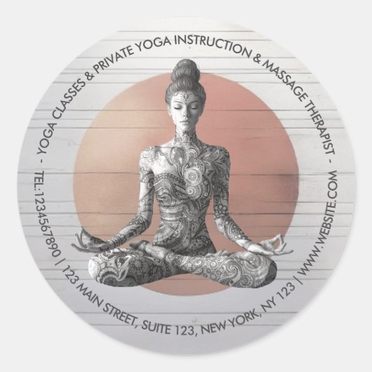 Yoga Meditatie Instructeur Reiki Master Lotus Pose Ronde Sticker (Voorkant)
